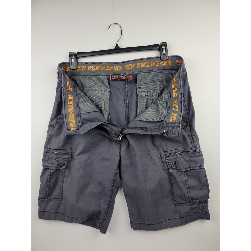 Wear First Mens Gray Cargo Shorts Size 38 Flat Front Utility Pockets Belt Loops - Picture 10 of 12